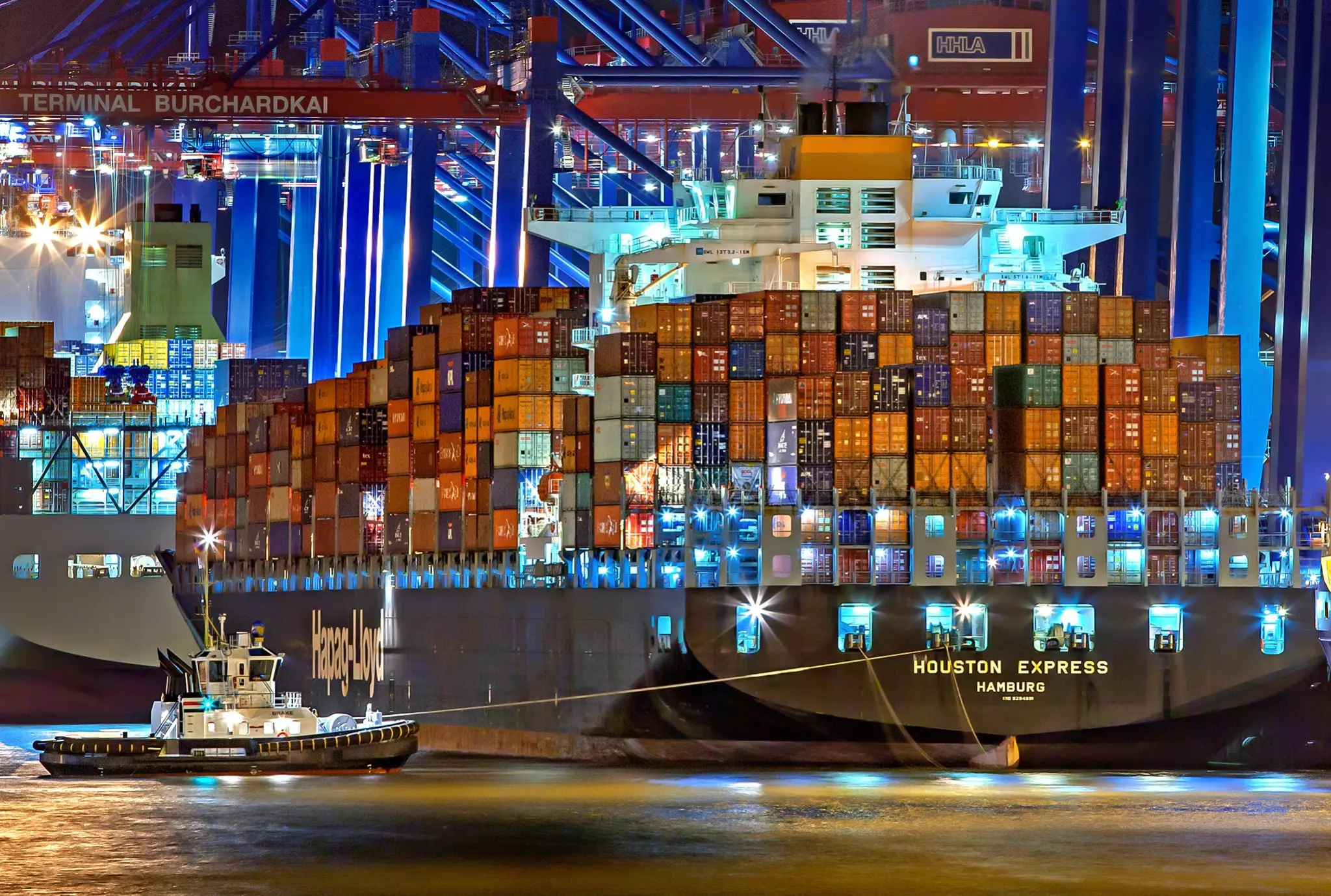 Shipping containers at a port